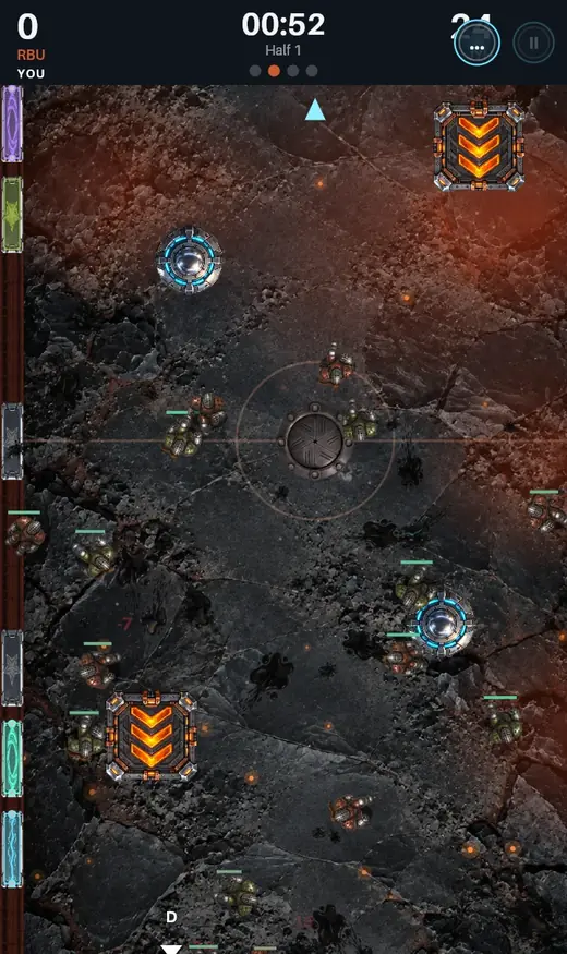 Slagball match on Obsidian Rift: embers rising from a black volcanic glass floor