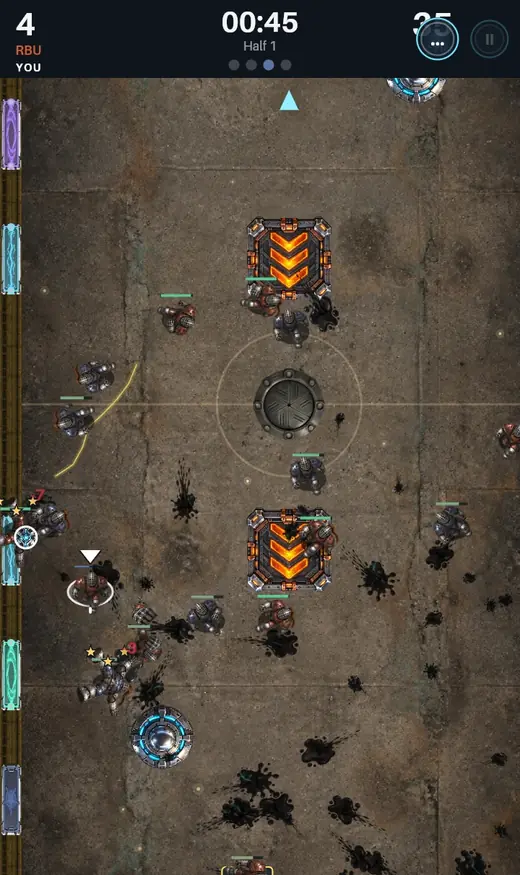 Slagball match on The Substation: a switchyard floor with live busbars overhead